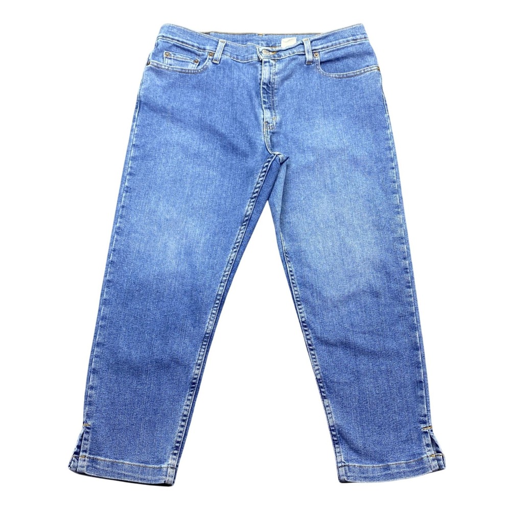 VTG Levis Womens 14 MIS Blue Jeans Cropped Ankle Slit Stretch Denim Y2K